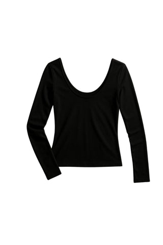 MERINO BALLET TOP - CHARCOAL