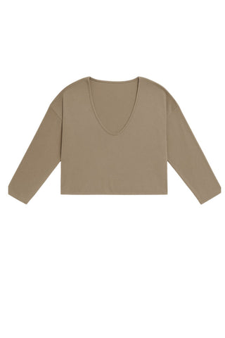 STUDIO LONGSLEEVE TOP - PEBBLE