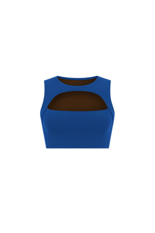 CUT OUT BRA TOP - ESPRESSO MARTINI (INSIDE ELECTRIC BLUE)