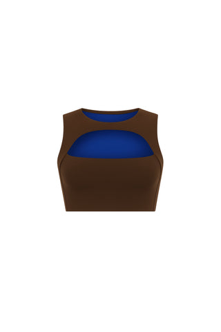 CUT OUT BRA TOP - ESPRESSO MARTINI (INSIDE ELECTRIC BLUE)