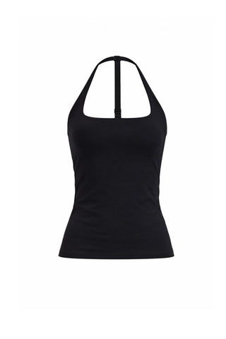 HALTER TRIO LONG BRA - CHARCOAL
