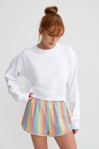 CROPPED SWEATSHIRT - KIRIK BEYAZ