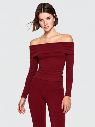 MERINO OFF-SHOULDER - MERLOT