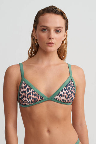 DOUBLE DIP BIKINI TOP - LEOPARD