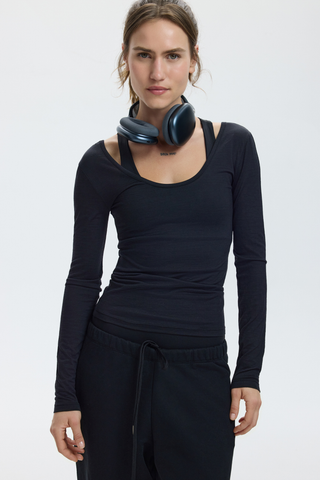 MERINO BALLET TOP - CHARCOAL