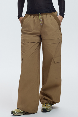 PARACHUTE ZIP OFF PANTS - LATTE BROWN