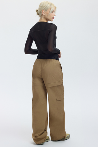 PARACHUTE ZIP OFF PANTS - LATTE BROWN