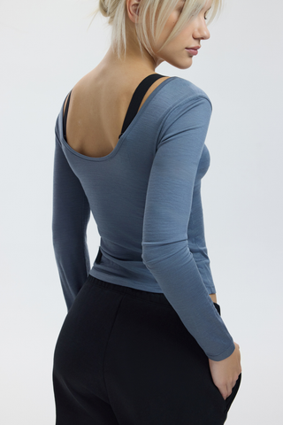 MERINO BALLET TOP - BLUE