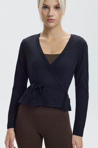 MERINO BALLET WRAP - CHARCOAL