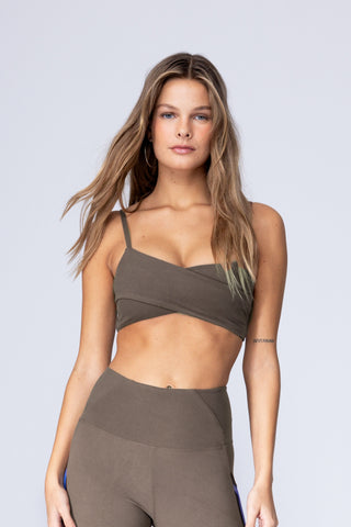 CROSS OVER SHORT BRALETTE - RUSTY GREEN