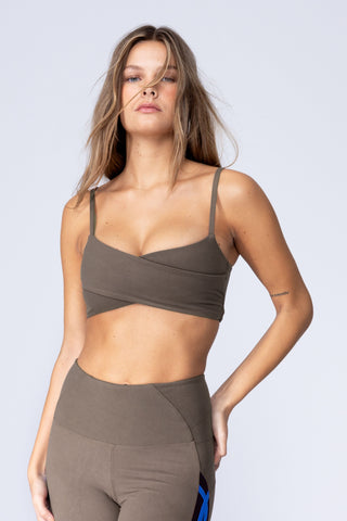 CROSS OVER SHORT BRALETTE - RUSTY GREEN