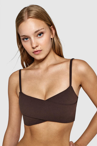 CROSS OVER SHORT BRALETTE - ESPRESSO MARTINI