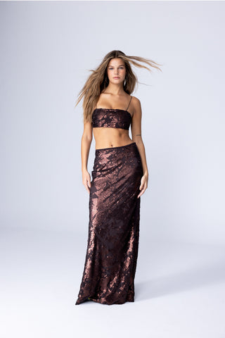 DISCO SKIRT - CHOCOLATE SEQUINNED