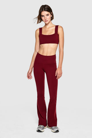 TWIST FLARE PANTS - MERLOT