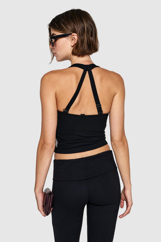 HALTER TRIO LONG BRA - CHARCOAL