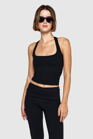 HALTER TRIO LONG BRA - CHARCOAL