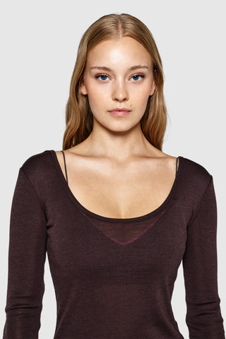 MERINO BALLET TOP - GANACHE