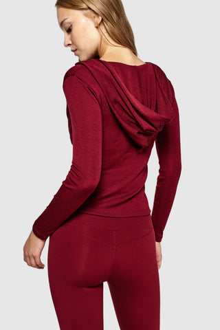 CURVE MERINO KAPÜŞONLU FERMUARLI CEKET-MERLOT