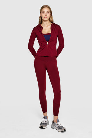 CURVE MERINO KAPÜŞONLU FERMUARLI CEKET-MERLOT