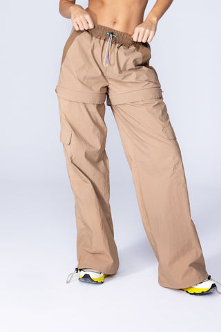 PARACHUTE ZIP OFF PANTS - LATTE BROWN