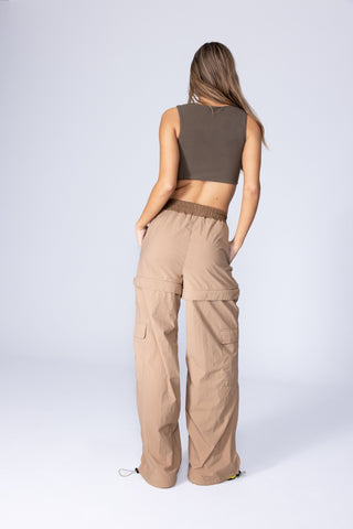 PARACHUTE ZIP OFF PANTS - LATTE BROWN