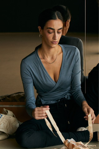 MERINO BALLET WRAP - BLUE