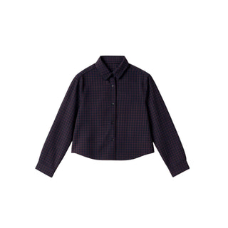 MINI PAMUK OVERSHIRT - GINGHAM DESENLİ - LACİVERT
